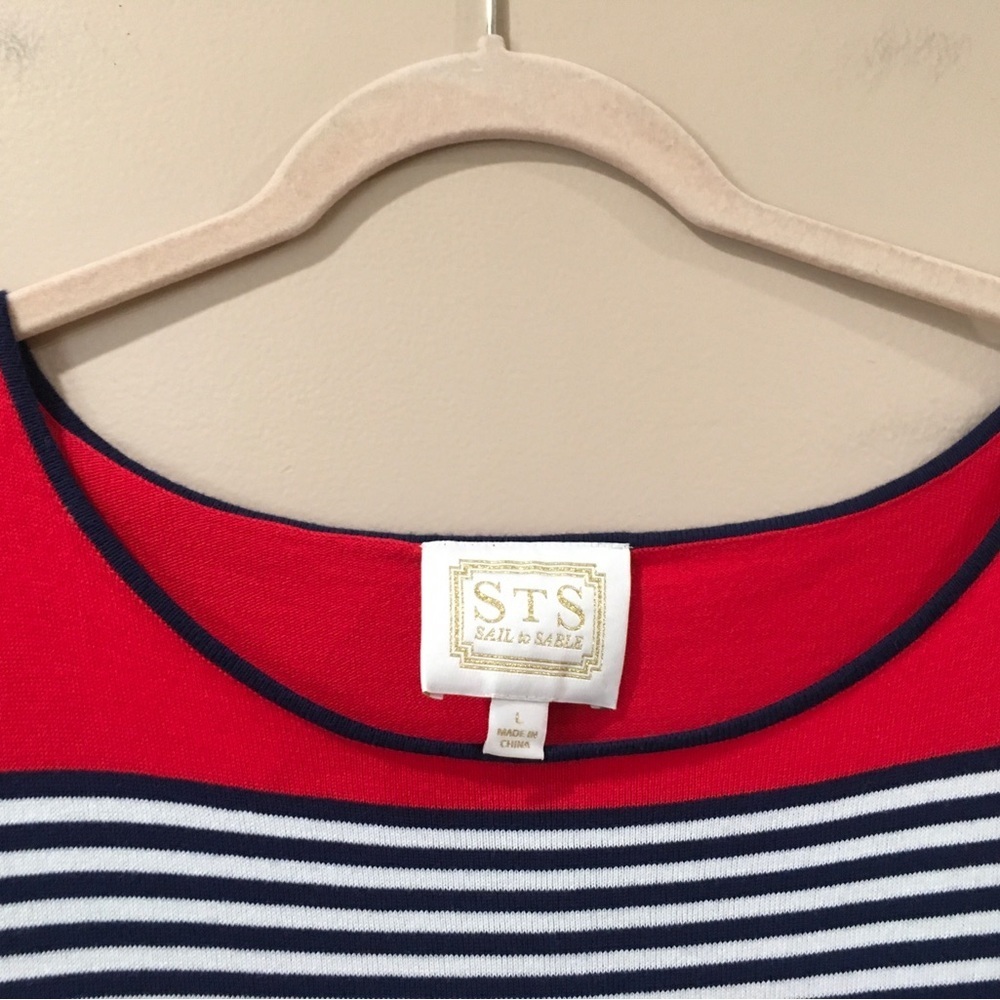 STS Sail to Sable Women's L Knit Sweater Dress Striped Long Sleeves Preppy - Picture 4 of 6